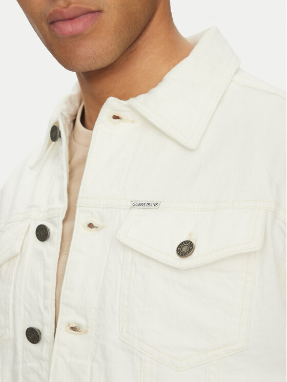 Guess Jeans Guess Jeans Τζιν μπουφάν M5GN38 D5OC1 Λευκό Regular Fit