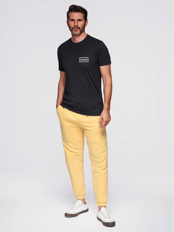 Ombre Ombre T-Shirt OM-TSPT-0231 Czarny Regular Fit