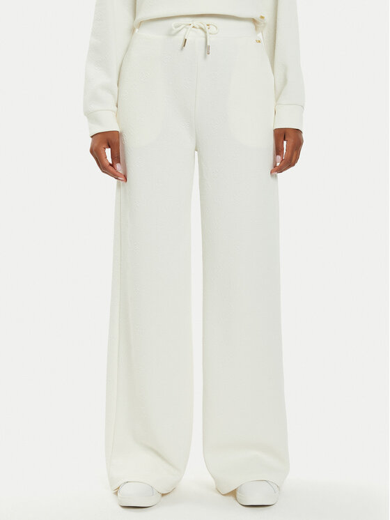 Guess Pantaloni palazzo Peony V4BB02 KCHR2 Bianco Relaxed Fit Modivo