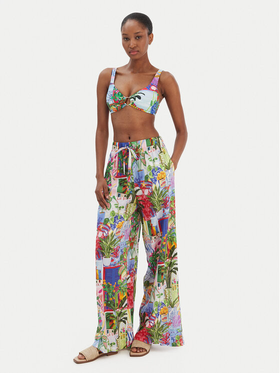 Seafolly Seafolly Bavlnené nohavice La Boca 55599-PA Farebná Wide Leg