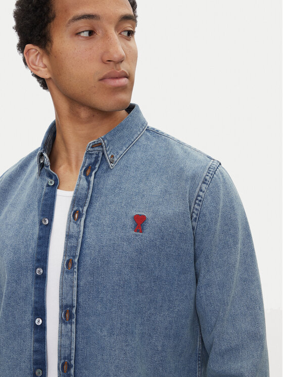 AMI Paris AMI Paris džínová košile USH063.DE0056 Modrá Regular Fit