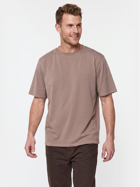 BASICLO BASICLO T-Shirt W-2031-0403 Beżowy Oversize