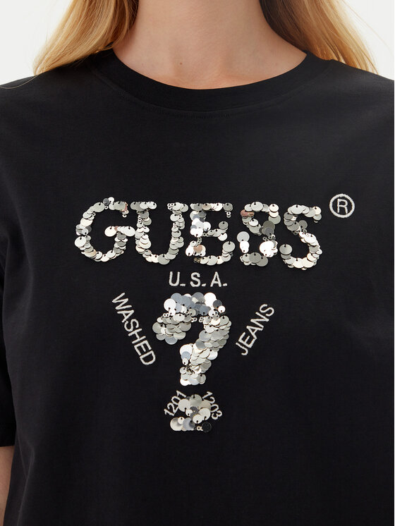 Guess Guess Marškinėliai V4YI06 I3Z14 Juoda Relaxed Fit