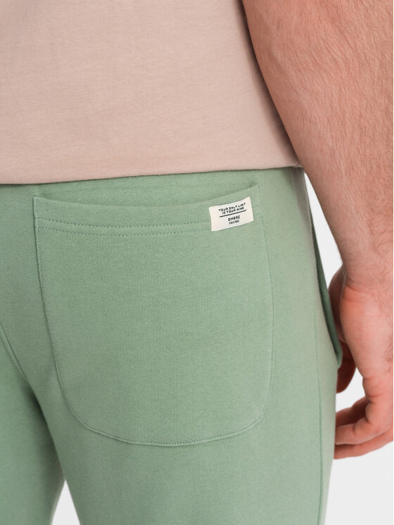Ombre Ombre Spodnie dresowe OM-PABS-0206 Zielony Regular Fit