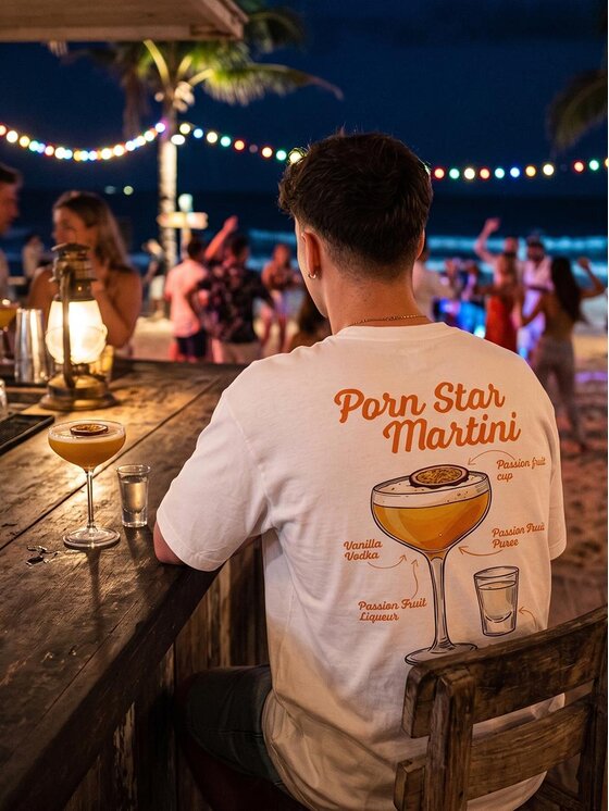 MyStars MyStars T-Shirt Szeroka luźna na lato drink 132574 Biały Oversize