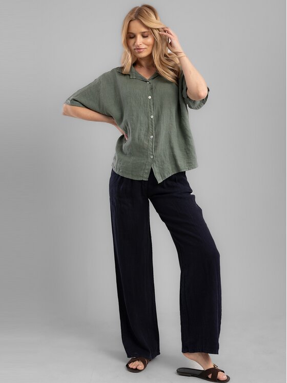 Perso Perso Spodnie damskie PTE255039F Granatowy Regular Fit