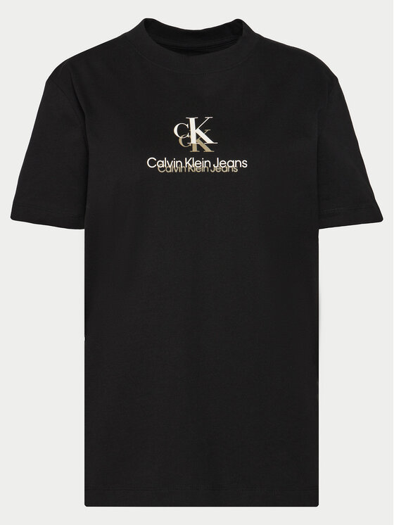 Calvin Klein Jeans Calvin Klein Jeans Marškinėliai Shadow Graphic J20J225545 Juoda Regular Fit
