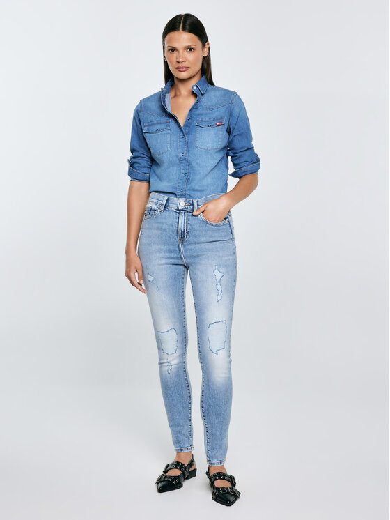 BIG STAR BIG STAR Jeansy ADELA HIGH WAIST Niebieski Skinny Fit