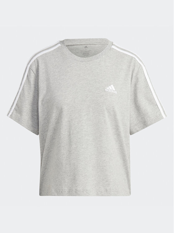 adidas adidas T-shirt Essentials 3-Stripes Single Jersey Crop Top HR4916 Siva Loose Fit