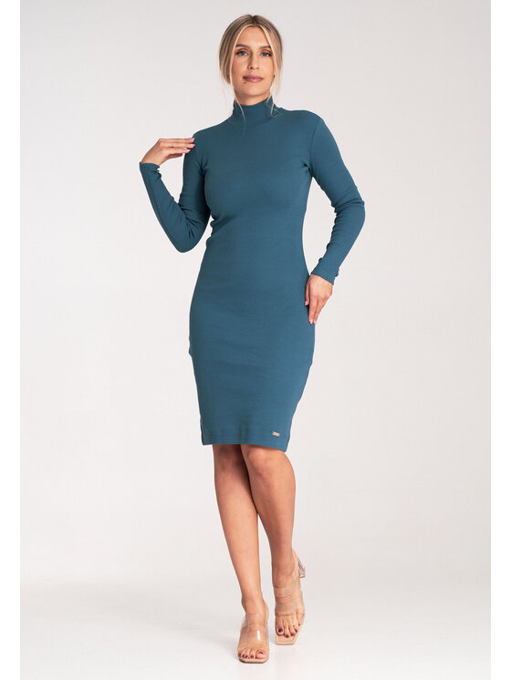 FIGL FIGL Úpletové šaty M1042 Modrá Slim Fit