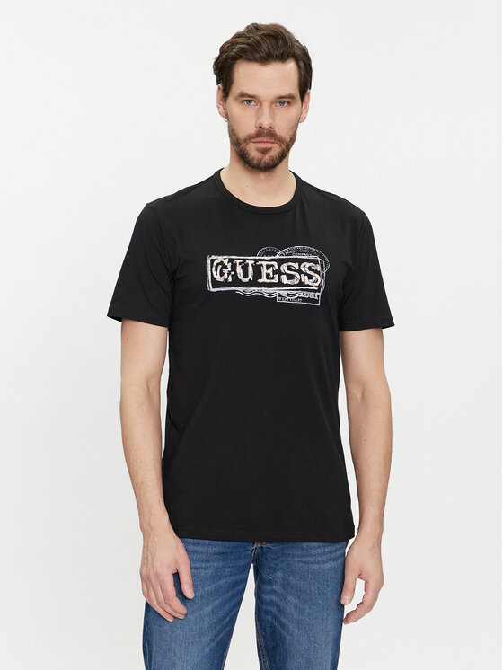 Guess T-krekls M4GI26 J1314 Melns Slim Fit