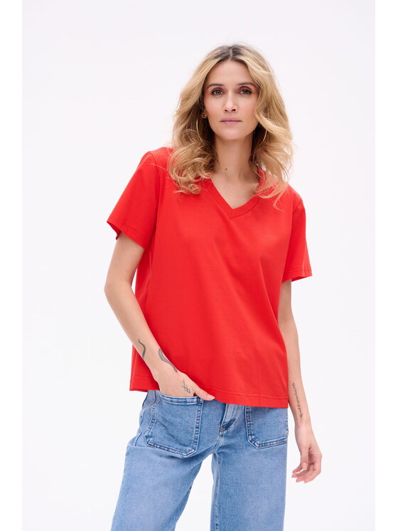 T-Shirt blue shadow, Rozmiar 34, Czerwone, Mango