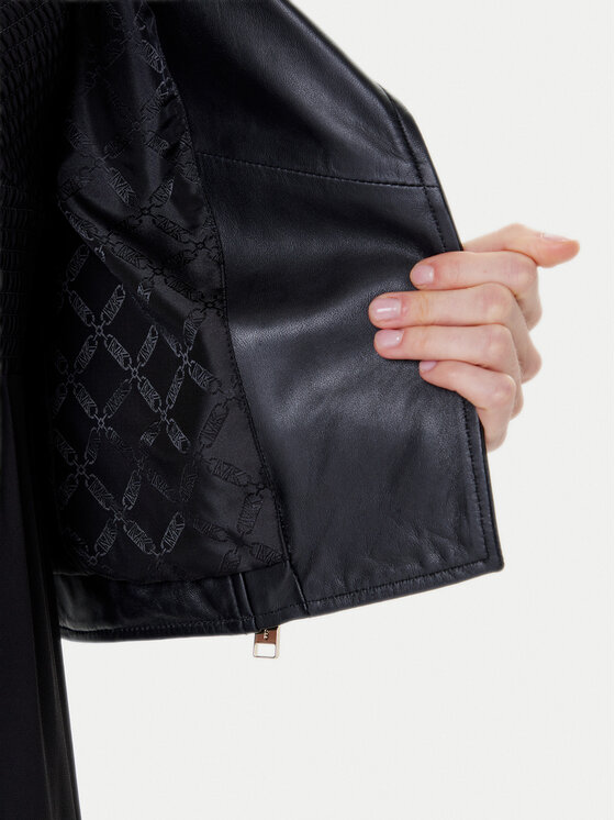 MICHAEL Michael Kors MICHAEL Michael Kors Kožená bunda MT520IE8RK Černá Regular Fit