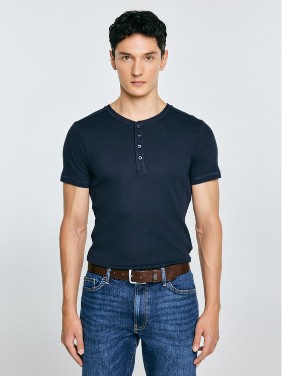 BIG STAR BIG STAR T-Shirt BASICAG Granatowy Slim Fit