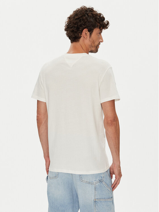 Tommy Jeans Tommy Jeans T-krekls Linear Chest DM0DM21780 Écru Slim Fit