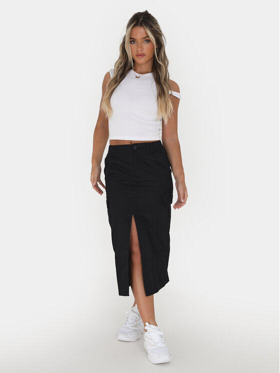 Brave Soul Brave Soul Midi suknja LSKW-272NANCYBL Crna Straight Fit