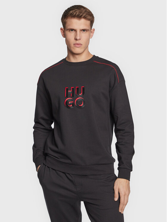HUGO Hugo Džemperis ar kapuci Monologo 50478920 Melns Regular Fit