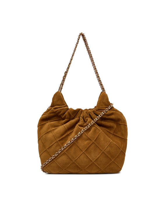 Tory Burch Tory Burch Дамска чанта Fleming Suede Mini Hobo Bag 166066 Кафяв