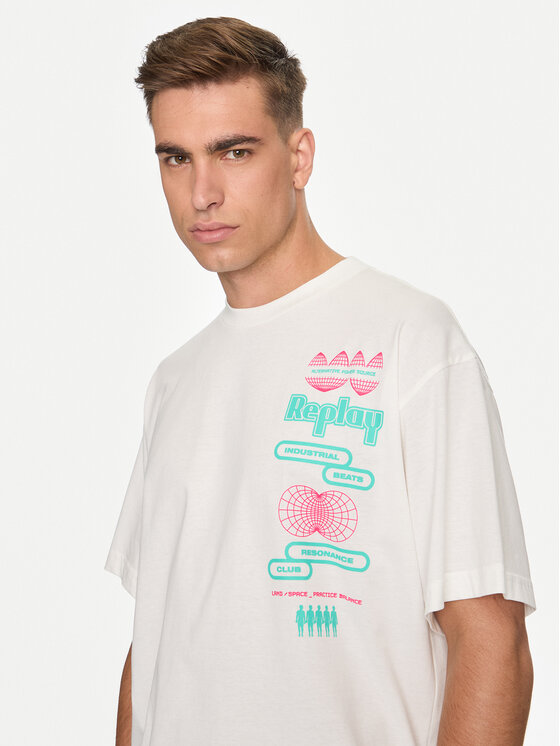 REPLAY Replay Tricou MMG334.000.23454 Alb Oversize