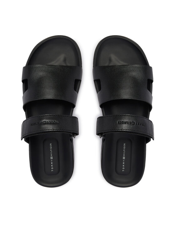 Tommy Hilfiger Tommy Hilfiger Šlepetės Adjustable Premium Lth Sandal FM0FM05773 Juoda