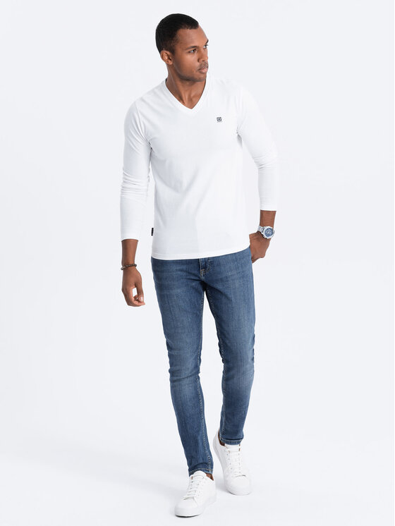 Ombre Ombre Longsleeve OM-LSCL-0110 Biały Regular Fit