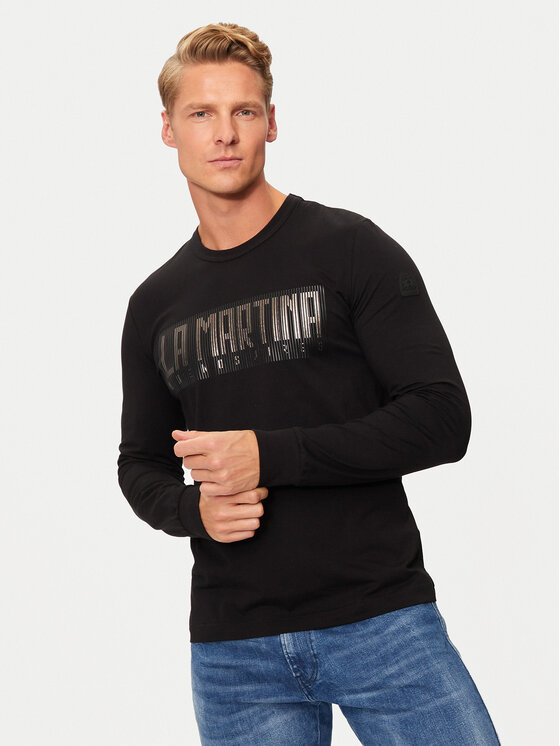 La Martina Longsleeve krekls ZMR305 JS324 Melns Regular Fit