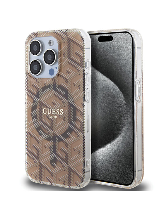 Etui na telefon Guess, Brązowe, iPhone 15 Pro