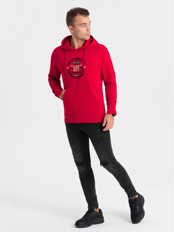 Ombre Ombre Mikina OM-SSPS-0151 Červená Regular Fit
