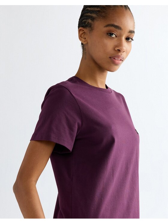 Wrangler Wrangler T-Shirt SIGN OFF TEE Fioletowy Slim Fit