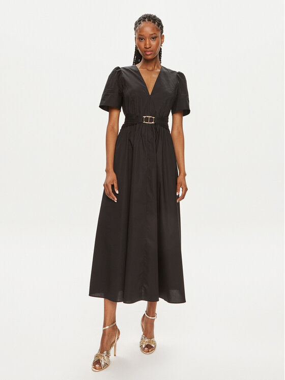 TWINSET TWINSET Košilové šaty 241TT2020 Černá Loose Fit