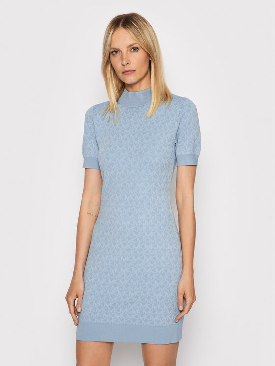 MICHAEL Michael Kors MICHAEL Michael Kors Kötött ruha Logo MS2812Z5KZ Kék Slim Fit
