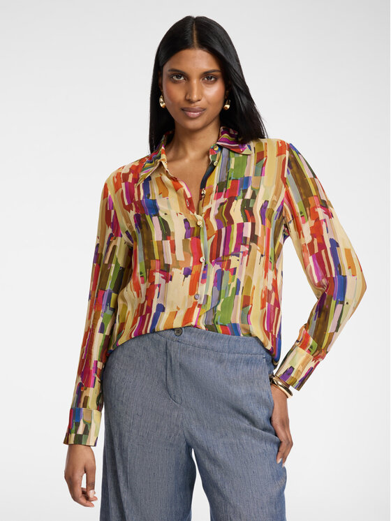 Elena Mirò Elena Mirò Camicia 5001P000316N041 Crema Regular Fit