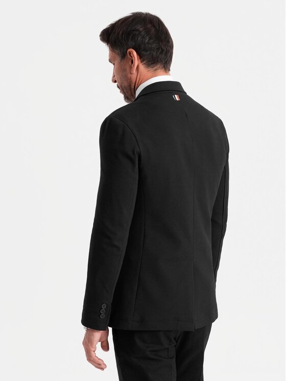 Ombre Ombre Marynarka OM-BLZB-0101 Czarny Slim Fit