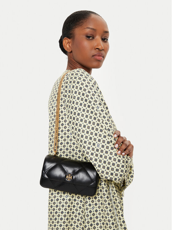 Tory Burch Tory Burch Ročna torba Mini Kira Diamond Quilt Flap Bag 154710 Črna