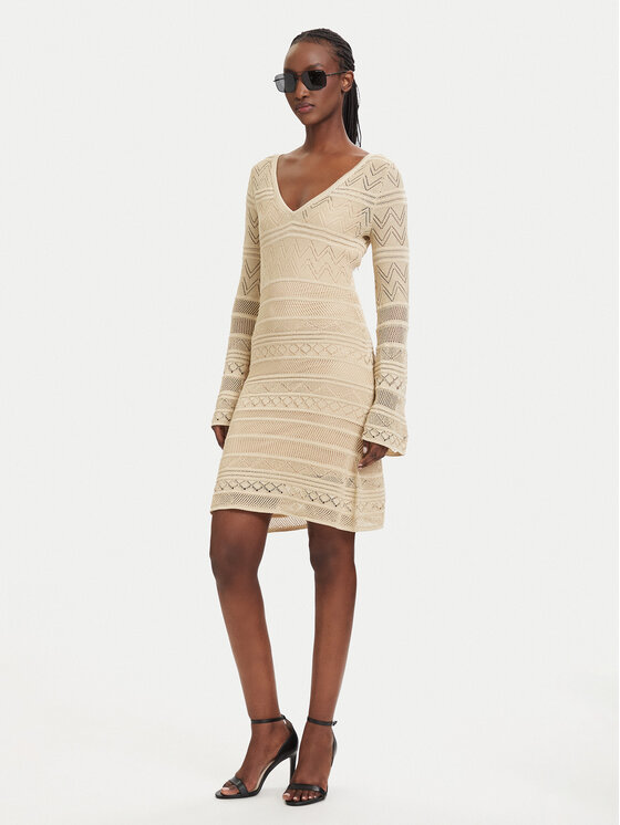 Guess Guess Трикотажна сукня W5GK48 Z3E22 Бежевий Slim Fit