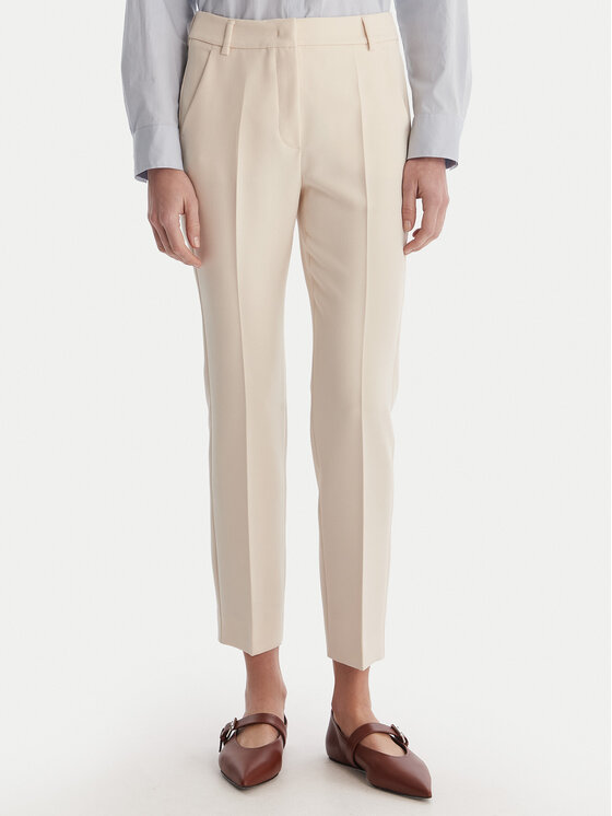 Weekend Max Mara Weekend Max Mara Bavlnené nohavice Rana 2615131021 Écru Slim Fit