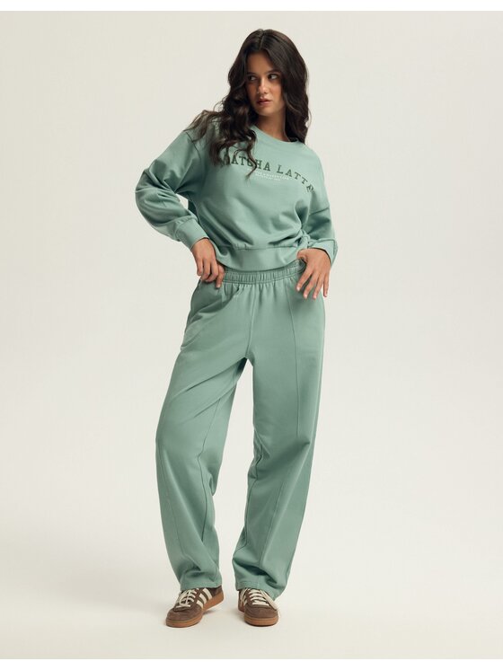 Esotiq Esotiq Spodnie dresowe 43786 Zielony Regular Fit