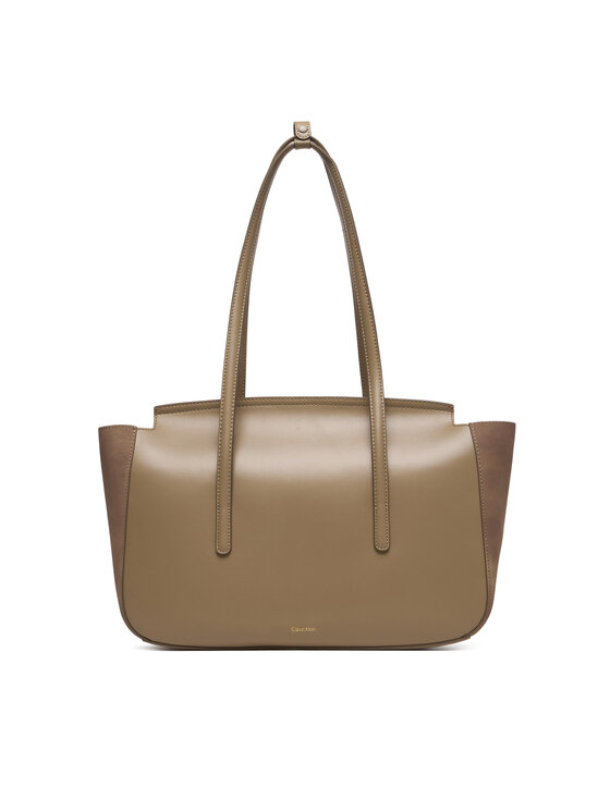 Calvin Klein Calvin Klein Дамска чанта Hardware Brushed Flap Tote Bag LV04F3336G Бежов