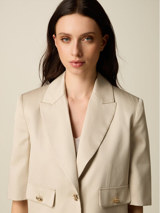 Oltre Oltre Giacca di transizione R084R102520N021 Crema Regular Fit