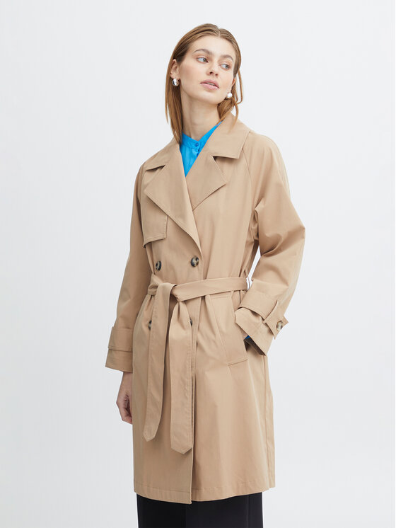ICHI ICHI Тренч 20117823 Бежов Regular Fit