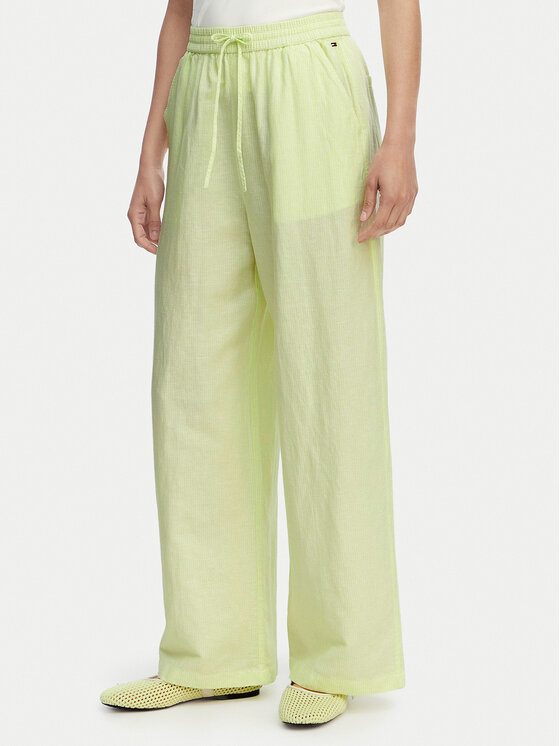 Tommy Jeans Pantaloni din material DW0DW22285 Verde deschis Loose Fit