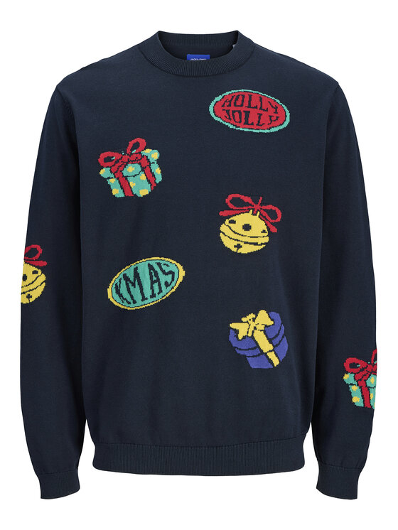 Jack & Jones Jack & Jones Sweter Holiday 12287994 Granatowy Relaxed Fit