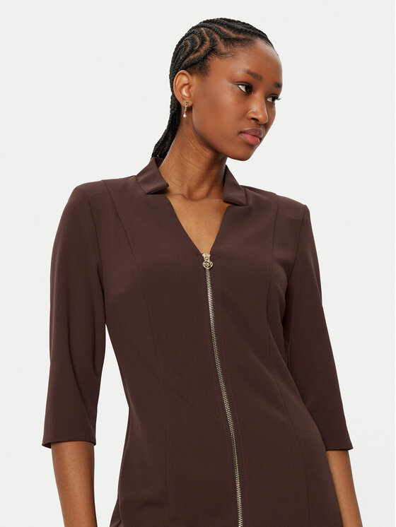 Rinascimento Rinascimento Koktel haljina CFC0121893003 Smeđa Slim Fit