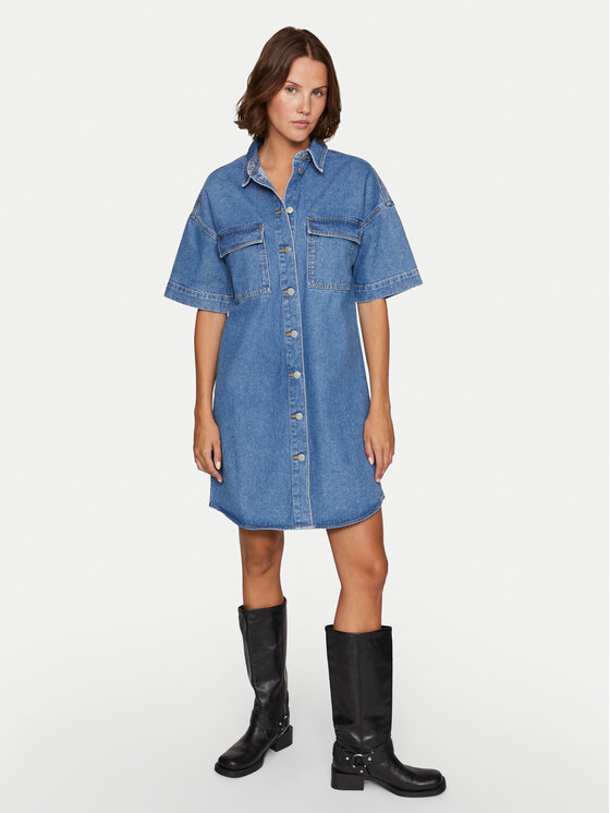 Vila Vila Sukienka jeansowa Maya 14105190 Niebieski Regular Fit