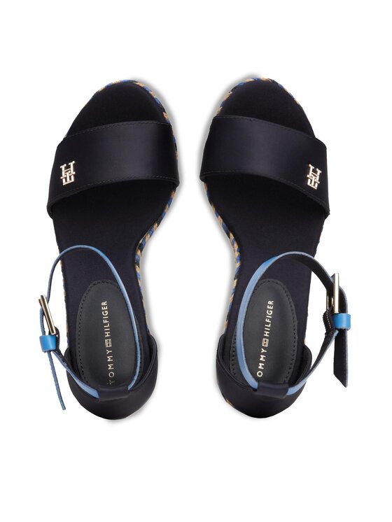 Tommy Hilfiger Tommy Hilfiger Espadrillas Colorful High Wedge Satin Sandal FW0FW07914 Blu scuro