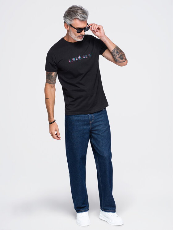 Ombre Ombre T-Shirt OM-TSPT-0300 Černá Regular Fit