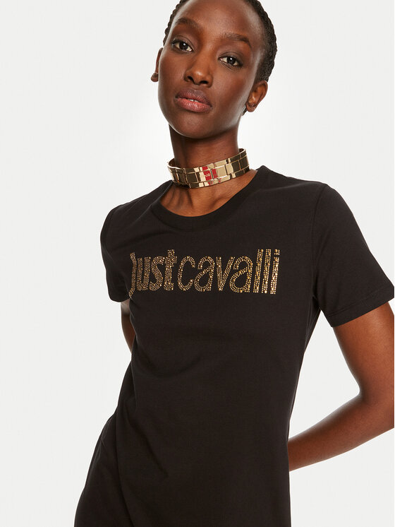 Just Cavalli Just Cavalli Sukienka codzienna 76PAOE04 Czarny Regular Fit