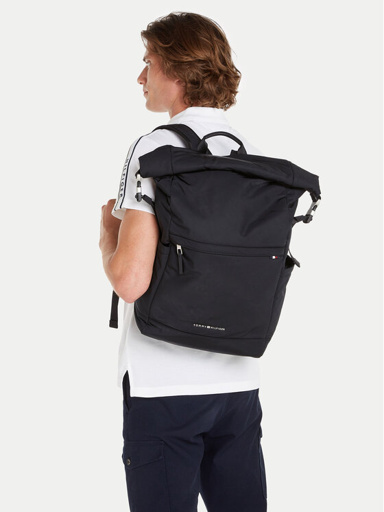 Tommy Hilfiger Tommy Hilfiger Ruksak Th Signature Rolltop Backpack AM0AM12221 Čierna