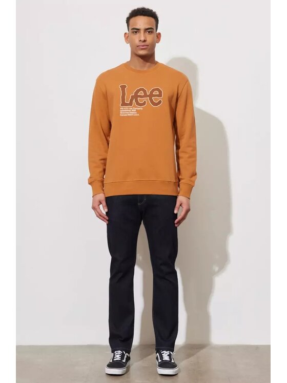 Lee Lee Bluza SEASONAL LOGO CREW SWS Pomarańczowy Regular Fit