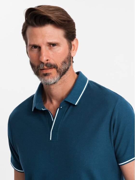 Ombre Ombre Polo OM-POSS-0110 Granatowy Regular Fit